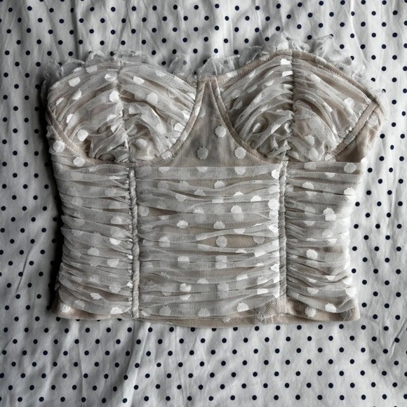 Willow Tops - White Polka Dot Tube Top - S